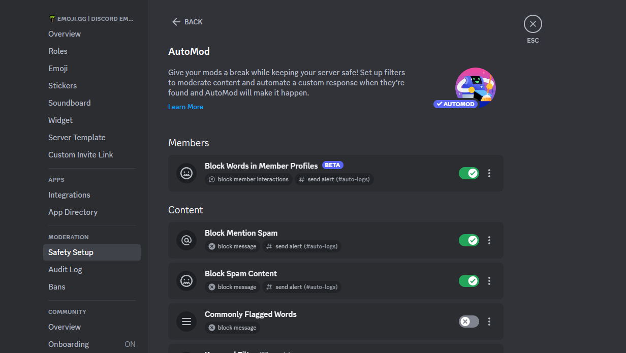 How to use Discord auto moderation