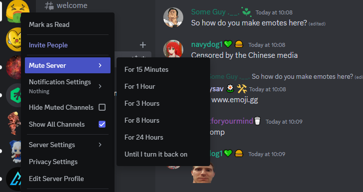 How to mute Discord notifications